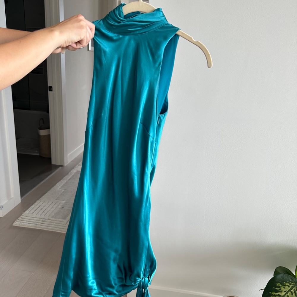 Cinq a Sept: short silk blue dress - Picture 7 of 7